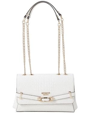 Guess Silvye Embossed Chain-Linked Crossbody Bag - White