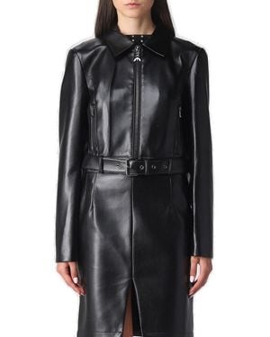 Patrizia Pepe Belted Cropped Jacket - Black