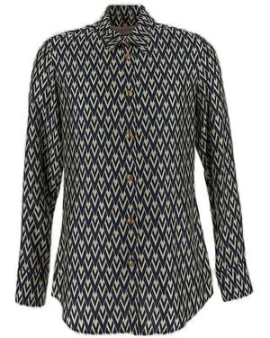 Valentino Curved Hem Button-Up Shirt - Black
