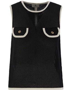 Elisabetta Franchi Sleeveless Mesh Top - Black