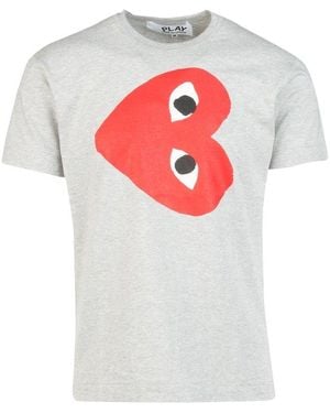 COMME DES GARÇONS PLAY Heart Printed Crewneck T-Shirt - Grey