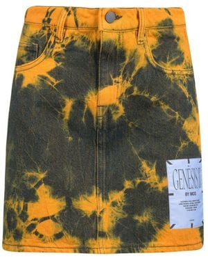 McQ Tie-Dyed Denim Skirt - Yellow