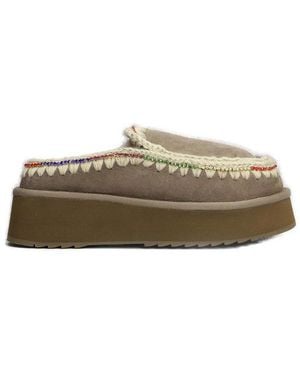 Mou Eskimo Embellished Platform Clogs - Brown