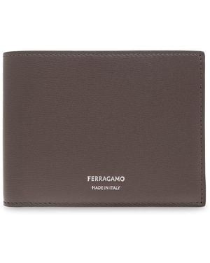 Ferragamo Logo Embossed Bi-Fold Wallet - Grey