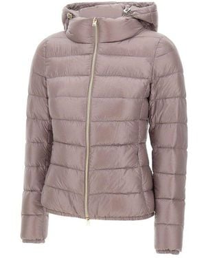 Herno Giada Hooded Quilted Down Jacket - Purple