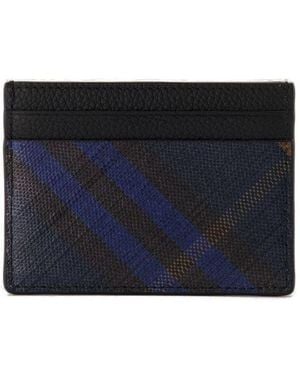 Burberry Check Printed Card Holder - Blue