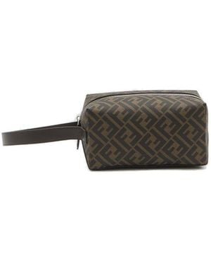 Fendi Ff Printed Zipped Beauty Case - Brown