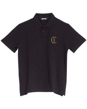 Just Cavalli Logo Embroidered Short-Sleeved Polo Shirt - Blue