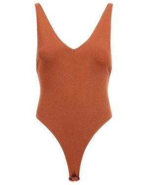 Roberto Cavalli V Neck Bodysuit - Brown