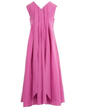Max Mara Pilard V-Neck Sleeveless Dress in Red | Lyst