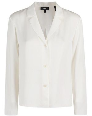 Theory Notched Lapel Blouse - White