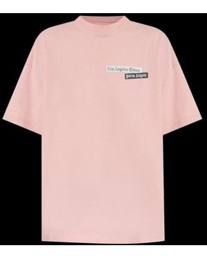 Palm Angels Logo Printed Crewneck T-Shirt - Black