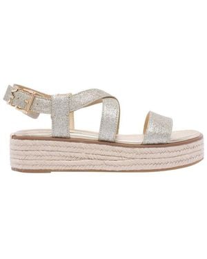 MICHAEL Michael Kors Lynn Metallic Leather Platform Espadrille Sandals - White