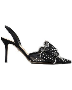 Mach & Mach Bow Embellished Slingback Court Shoes - Black