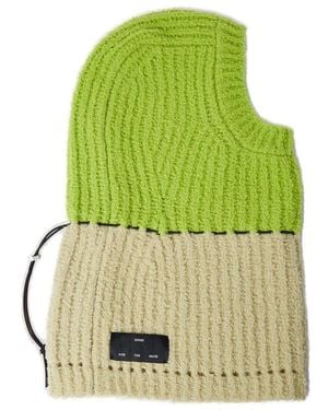 Song For The Mute Two-Toned Oversized Knitted Balaclava - Green