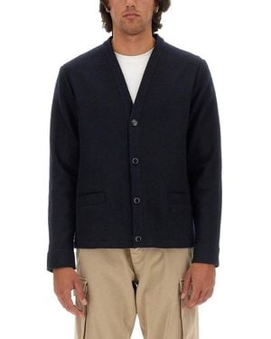 Aspesi V-Neck Knitted Cardigan - Blue