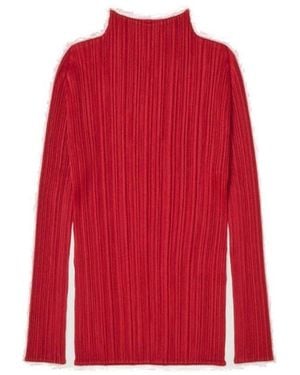 Pleats Please Issey Miyake High Neck Pleated Shirt - Red