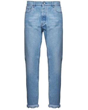 Brunello Cucinelli Logo Patch Tapered-leg Jeans - Blue