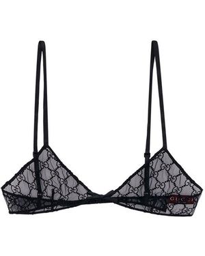 【送料&関税込】Gucci Gg Motif Lace Bra Gucci Gg Motif Lace Bra in Black | Lyst
