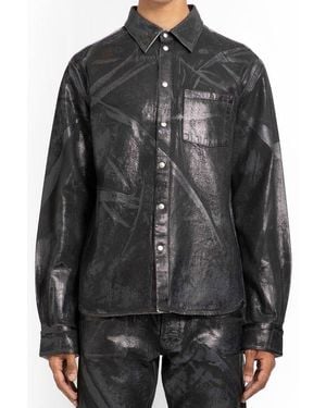 Helmut Lang Foiled Denim Shirt Jacket - Black