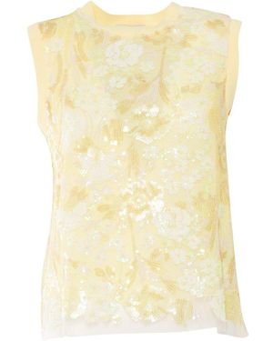 ERMANNO FIRENZE Sequined Flower Top - Yellow