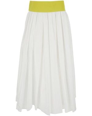MSGM Skirt With Contrasting Waist - White