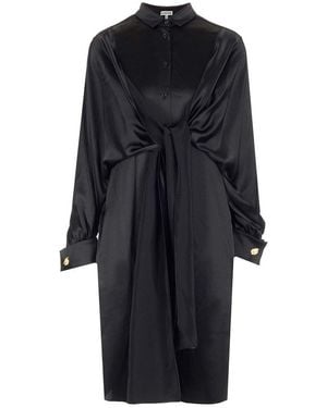 Loewe Draped Shirt Dress - Black