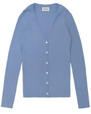 P.A.R.O.S.H. P.A.R.O..H. Long-Sleeved V-Neck Buttoned Cardigan - Blue