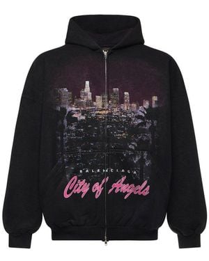 Balenciaga City Of Angels Zip-Up Hoodie - Black
