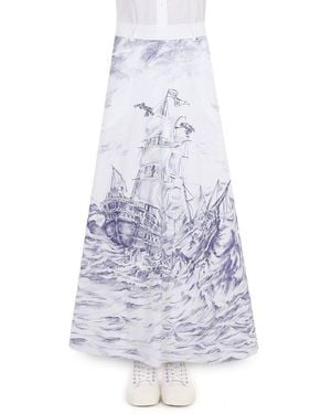 Moschino Longuette Skirt With Olivia Print in Blue | Lyst