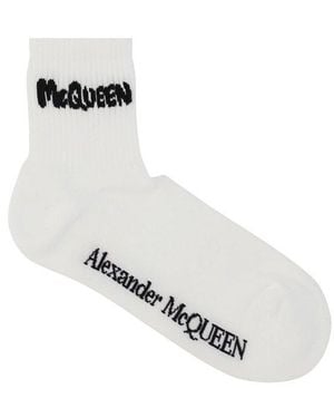 McQueen Graffiti Sports Socks - White