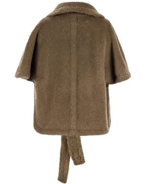 Max Mara Belted Short-Sleeved Cape in Natural | Lyst