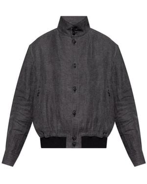 Giorgio Armani Button-Up High Neck Jacket - Grey