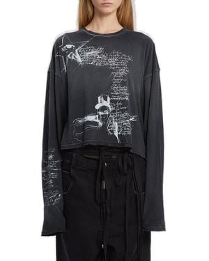 Ann Demeulemeester Nikita Sketchbook Long-Sleeved T-Shirt - Black