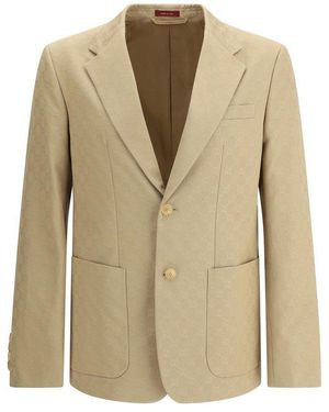 Gucci Gg Gabardine Jacquard Jacket - Natural