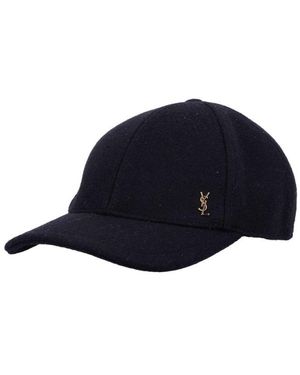 Saint Laurent Logo Plaque Baseball Cap - Blue