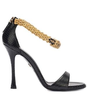 Roberto Cavalli Bejeweled Tigers Embellished Sandals - Metallic