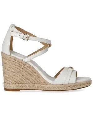 MICHAEL Michael Kors Mandy Leather Wedge Sandals - Natural
