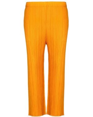 Pleats Please Issey Miyake High-Waisted Cropped Pants - Orange