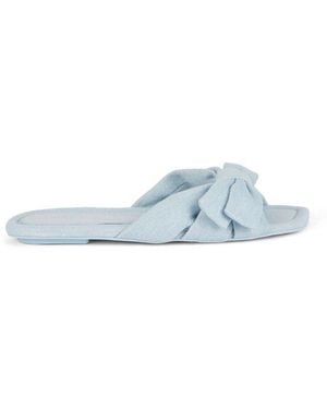 Stuart Weitzman Sofia Denim Bow Detailed Slides - Blue