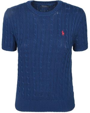 Polo Ralph Lauren Pony Embroidered Cable-Knit Jumper - Blue