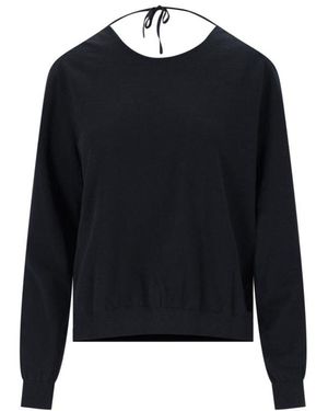 Aspesi V- Neck Rear-Tied Jumper - Black