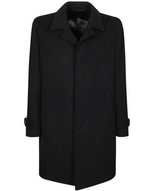 Lardini Long-Sleeved Brooch-Detailed Coat - Black