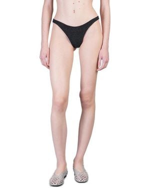 Mc2 Saint Barth Naomi Lurex Crinkle Cheeky Swim Briefs - Black