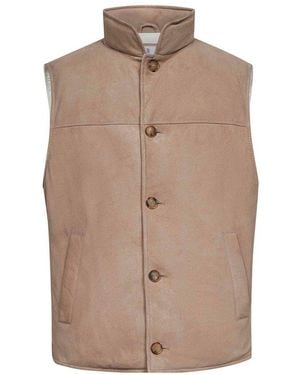 Brunello Cucinelli Buttoned Sleeveless Gilet - Brown