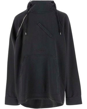 N°21 Zip Detailed Drawstring Sweatshirt - Black