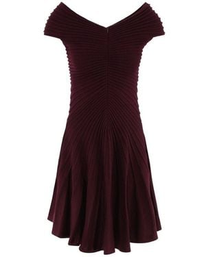 Alaïa V-Neck Knitted Dress - Red