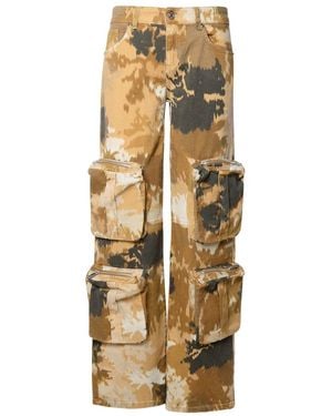 Blumarine Cargo Trousers With Camouflage Motif - Natural