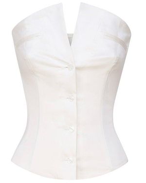 Poster Girl Court Button-Up Corset Top - White