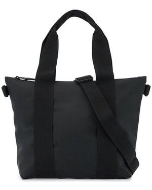 Rains Logo Detailed Zipped Micro Tote Bag - Black